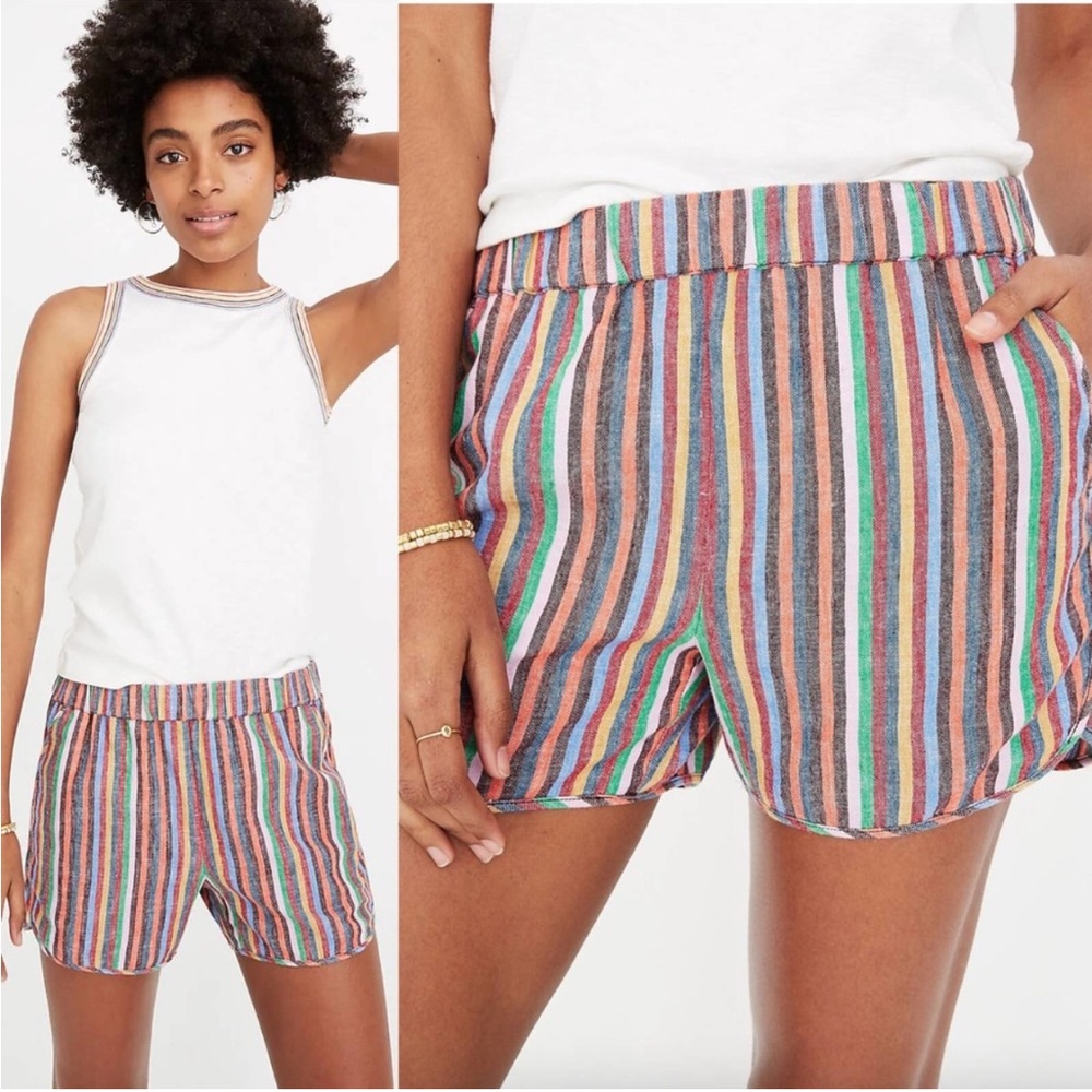 NEW Madewell Pull-On Shorts in Rainbow Stripe - XS